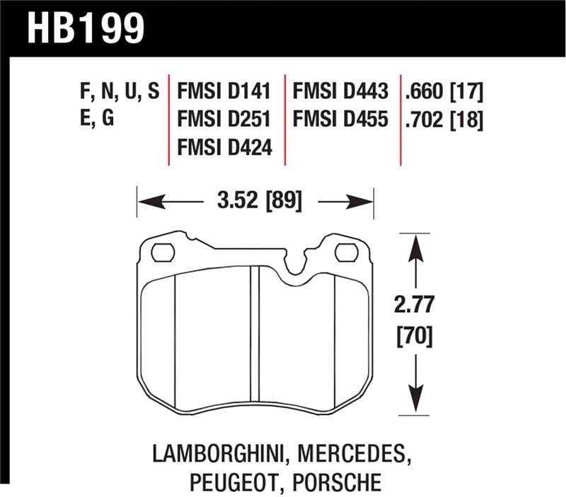 Hawk Performance — Hawk 86-89 Mercedes 560SL / 77-88 Porsche 924 / 78-81 928 / 83-89 944 DTC-70 Front Race Brake Pads
Disc Brake Pad