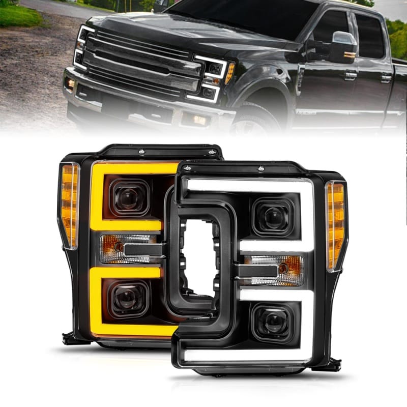 ANZO — ANZO 17-19 Ford F-250/350/450 SD (w/o Factory LED) LED Proj Headlights w/Light Bar Switchback Blk
Head Light Set
HdLtSet