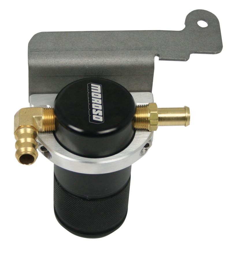 Moroso — Moroso 07-14 Ford Mustang GT500 Air/Oil Separator Catch Can - Small Body - Billet Aluminum - Black