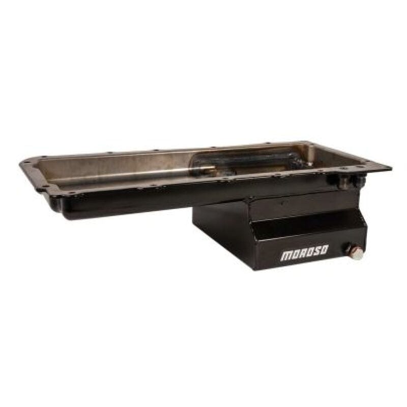 Moroso — Moroso GM LS Swap (w/Rear Sump & Two -10An Fittings) Wet Sump 7qt 6in Baffled Steel Oil Pan - Black