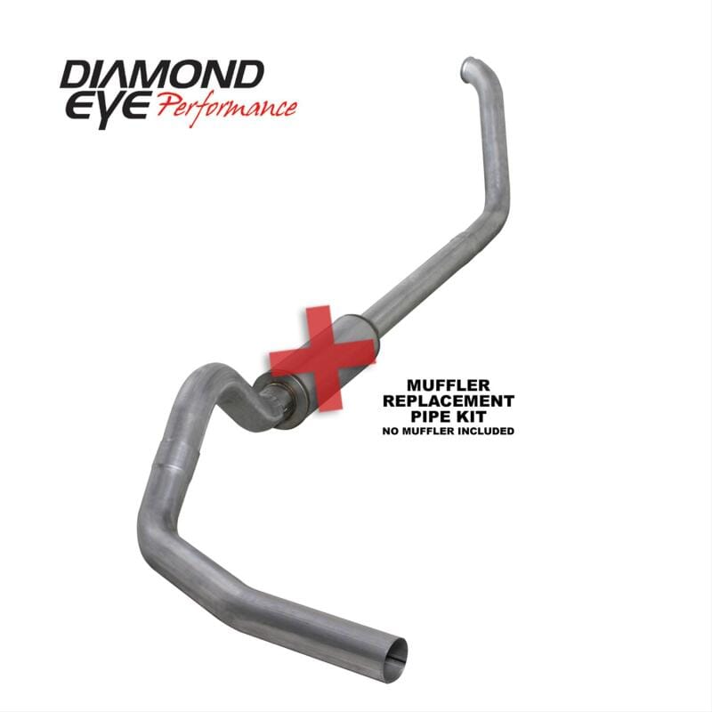 Diamond Eye Performance — Diamond Eye 00-03 Ford F250/F350 7.3L 4in Turbo-Back Single Aluminized Muffler Replacement Pipe