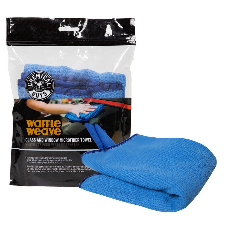 Chemical Guys — Chemical Guys Waffle Weave Glass & Window Microfiber Towel - 24in x 16in - Blue