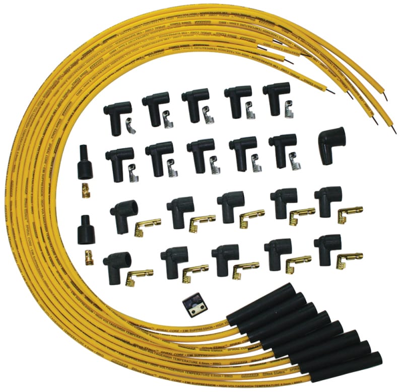 Moroso — Moroso Universal Ignition Wire Set - Blue Max - Spiral Core - Unsleeved - Straight - Yellow