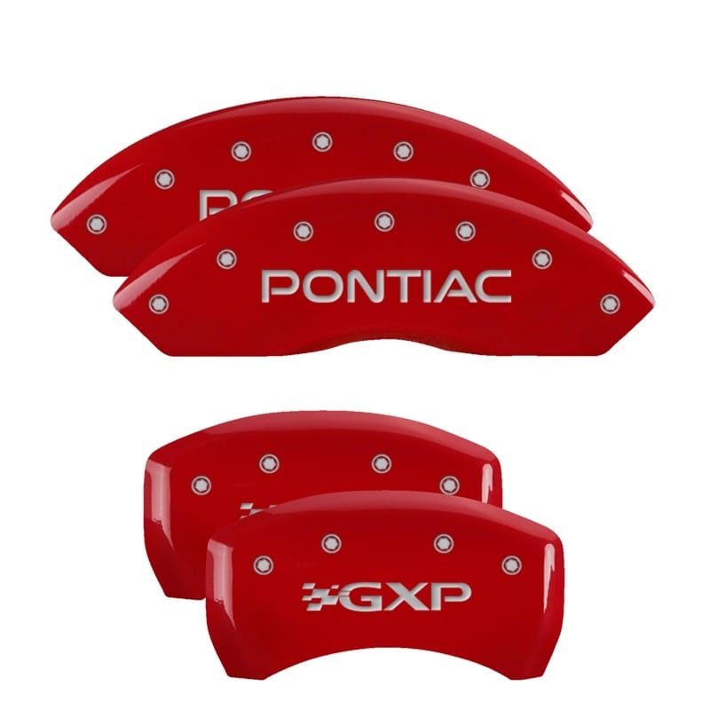 MGP — MGP 4 Caliper Covers Engraved Front Pontiac Engraved Rear GXP Red finish silver ch
Caliper Covers