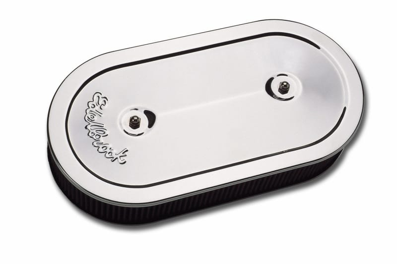 Edelbrock — Edelbrock Air Cleaner Pro-Flo Series Oval Steel Top 13 5In X 7In X 3 5In Dual Carburetor Chrome
CHROME/PRO-FLO