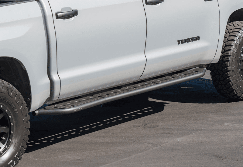 Cali Raised LED — Cali Raised 2022 Toyota Tundra Rock Sliders - Hybrid / Kick Out / Raw Sf + Powder Coat