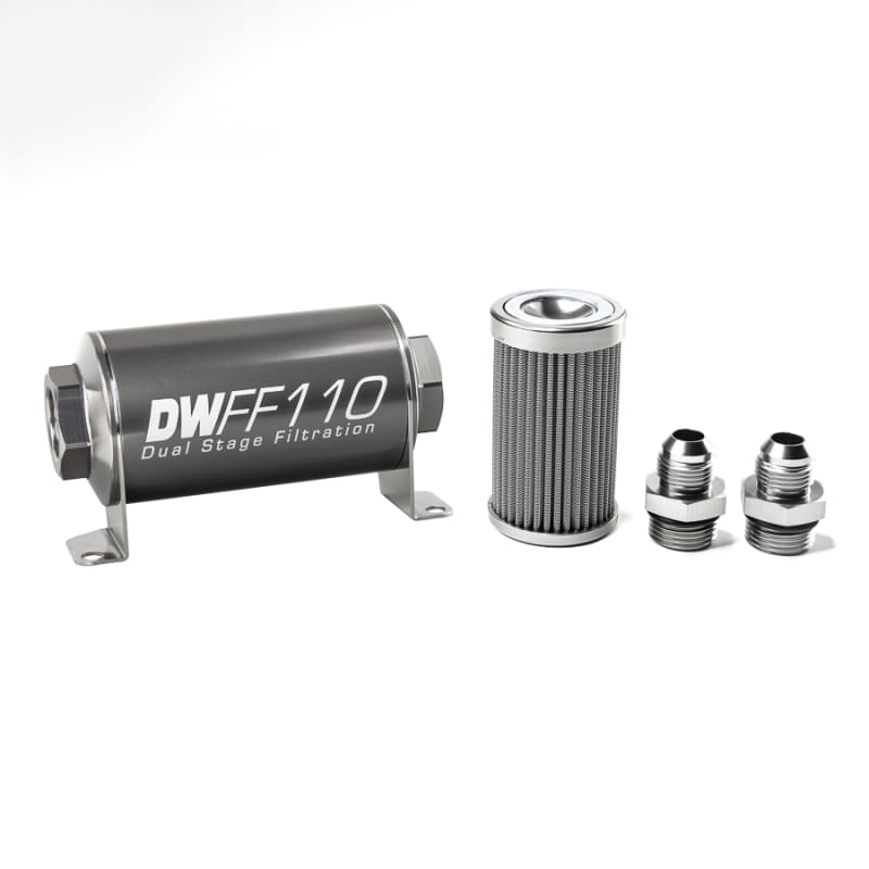 DeatschWerks — DeatschWerks Stainless Steel 8AN 100 Micron Universal Inline Fuel Filter Housing Kit (110mm)
Filtration