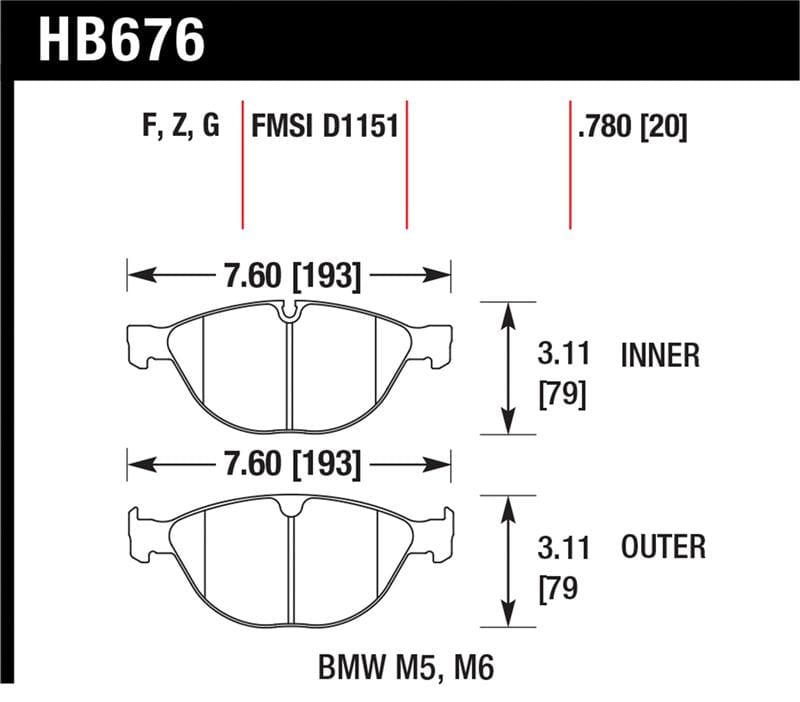 Hawk Performance — Hawk 06-10 BMW M5/M6 HPS Street Front Brake Pads
Disc Brake Pad