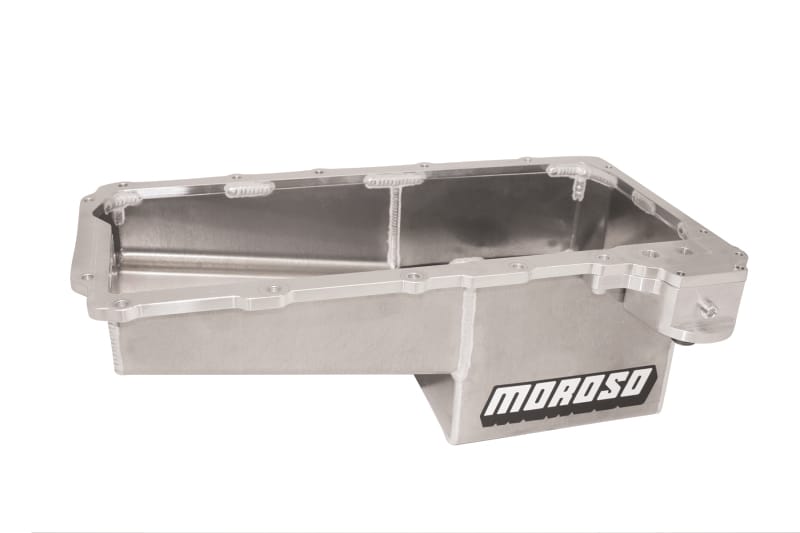 Moroso — Moroso GM LS/16-Up COPO Camaro (w/Rear Sump) Drag Race Baffled Wet Sump 7qt 7.5in Aluminum Oil Pan