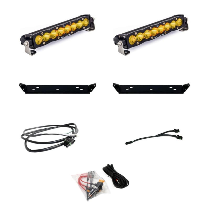 Baja Designs — Baja Designs 2021+ Ford Raptor S8 Behind Grill Kit -10in. Amber D/C