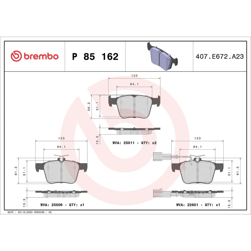 Brembo OE — Brembo 18-20 Audi RS3/ Audi TT RS Quattro Rear Low-Met Brake Pad