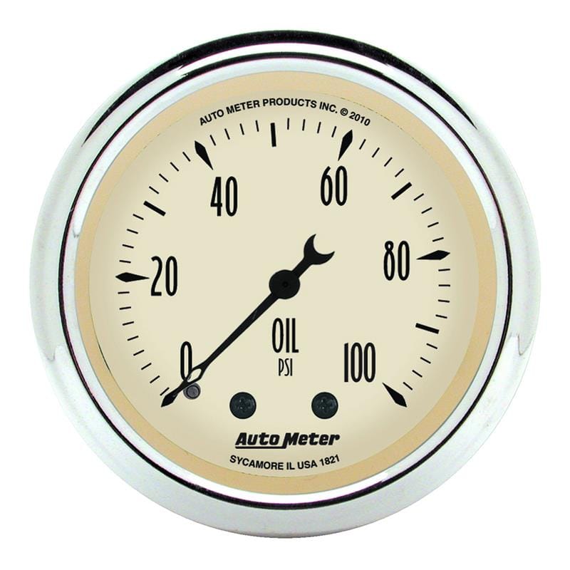 AutoMeter — Autometer Antique Beige 52.4mm 0-100 PSI Mechanical Oil Pressure Gauge
GA 2" OILP MECH AB