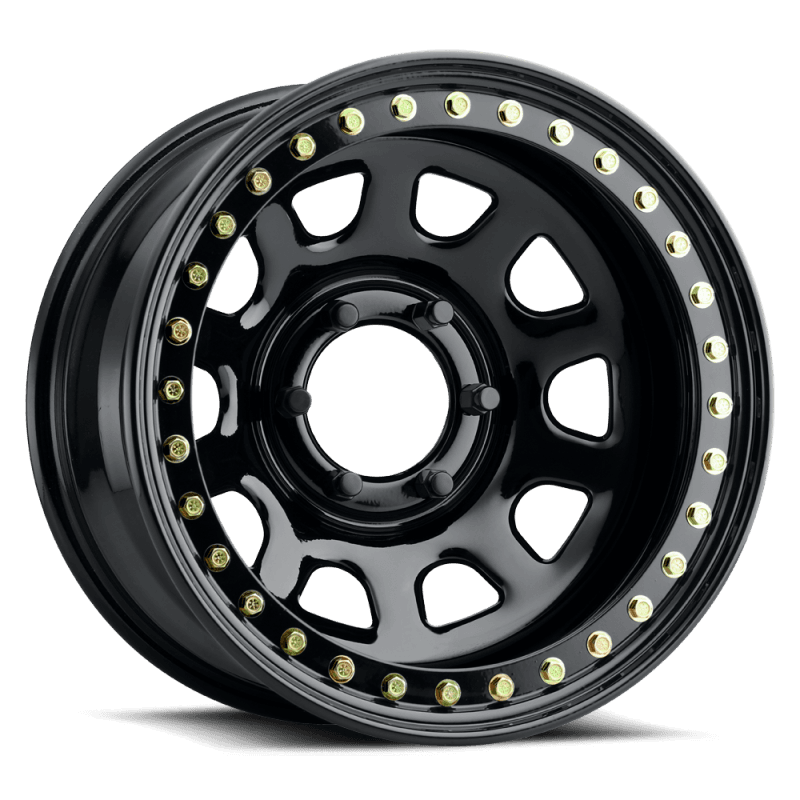 Raceline — Raceline RT51 Daytona Rock 17x9in/5x139.7 BP/-38mm Offset/107.95mm Bore - Gloss Black Beadlock Wheel