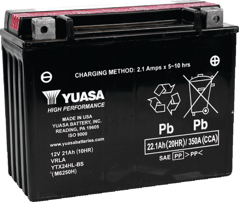 Yuasa Battery — YTX24HL-BS Battery, 8-1/8" L x 3-7/16" W x 6-3/8" H
