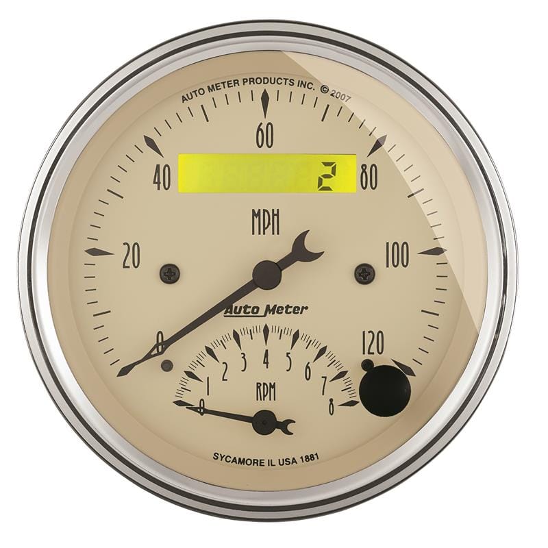 AutoMeter — AutoMeter Gauge Tach/Speedo 3-3/8in. 120MPH & 8K RPM Elec. Program. Antique Beige
GA 3.4" RPM/SPD AB