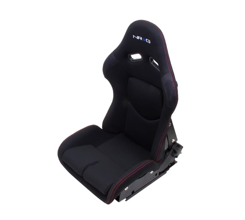 NRG — NRG FRP Bucket Seat - Reclinable (Black Cloth w/Red Stiting)