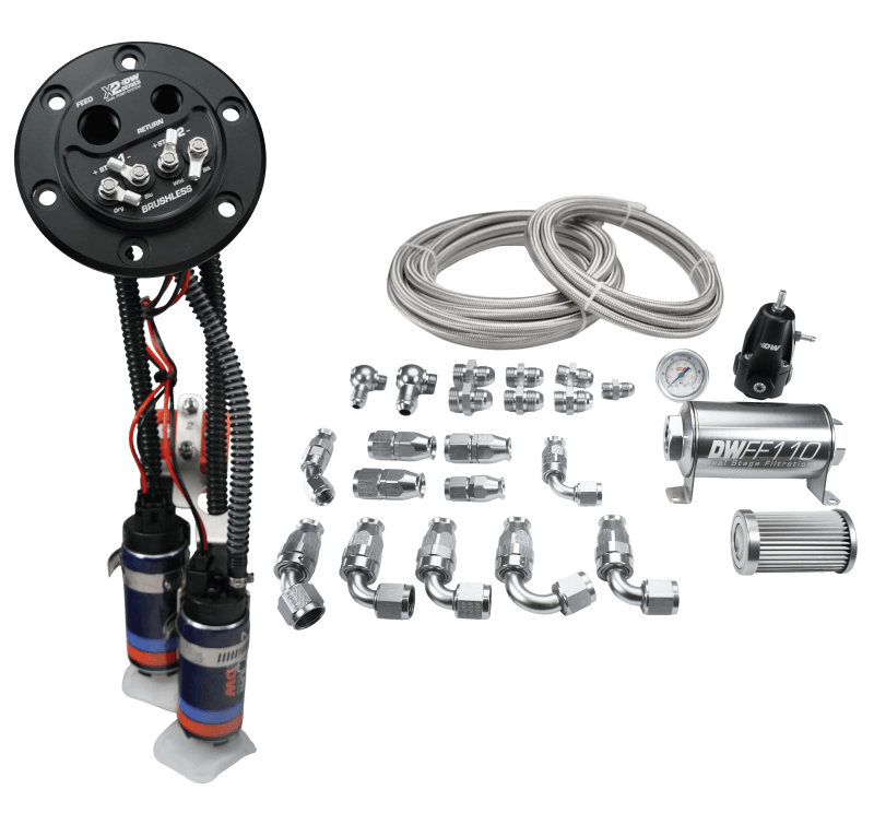 DeatschWerks — DeatschWerks X2 Series Fuel Pump Hanger w/ Dual DW420 Pumps/PTFE Plumbing kit for 92-00 Honda Civic
Modules