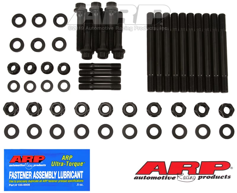 ARP — ARP Chevrolet Small Block w/ 4-Bolt Front & Rear Caps Main Stud Kit - Black