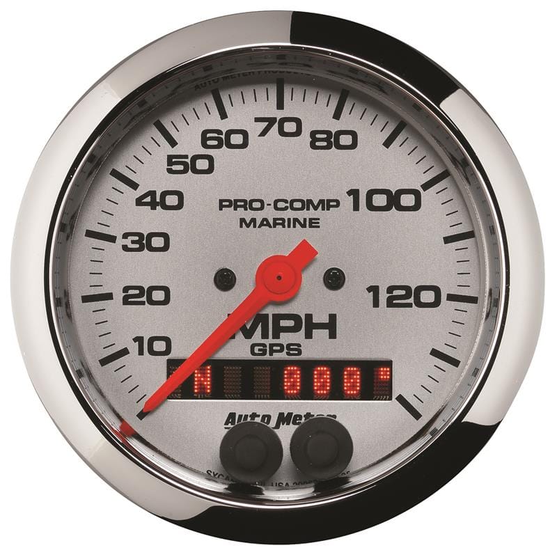 AutoMeter — Autometer Marine Chrome 3-3/8in 140MPH GPS Speedometer Gauge
3.4" SPD GPS 140 MC