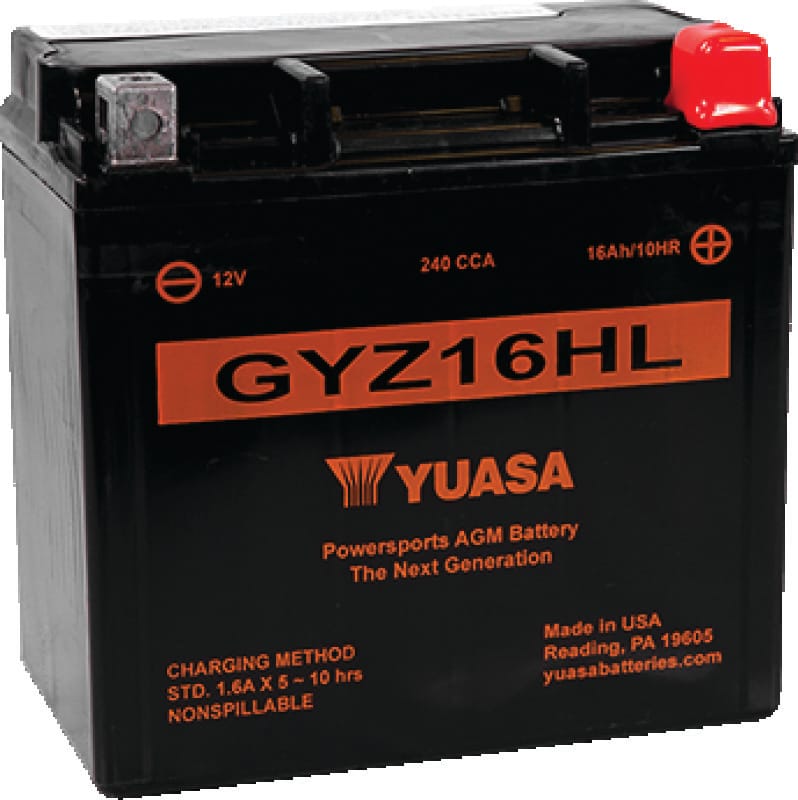 Yuasa Battery — GYZ16HL Battery, 6" L x 3-7/16" W x 5-3/4" H