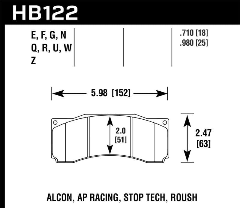 Hawk Performance — Hawk Alcon/AP Racing, StopTech Roush ER-1 Brake Pad Set
Disc Brake Pad