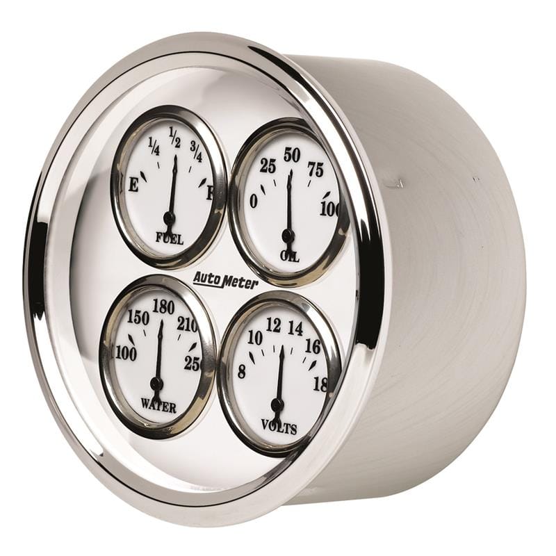AutoMeter — AutoMeter Gauge Quad 5in. 0 Ohm(e) to 90 Ohm(f)Elec Old Tyme White II
5" QUAD GA, FUEL LEV