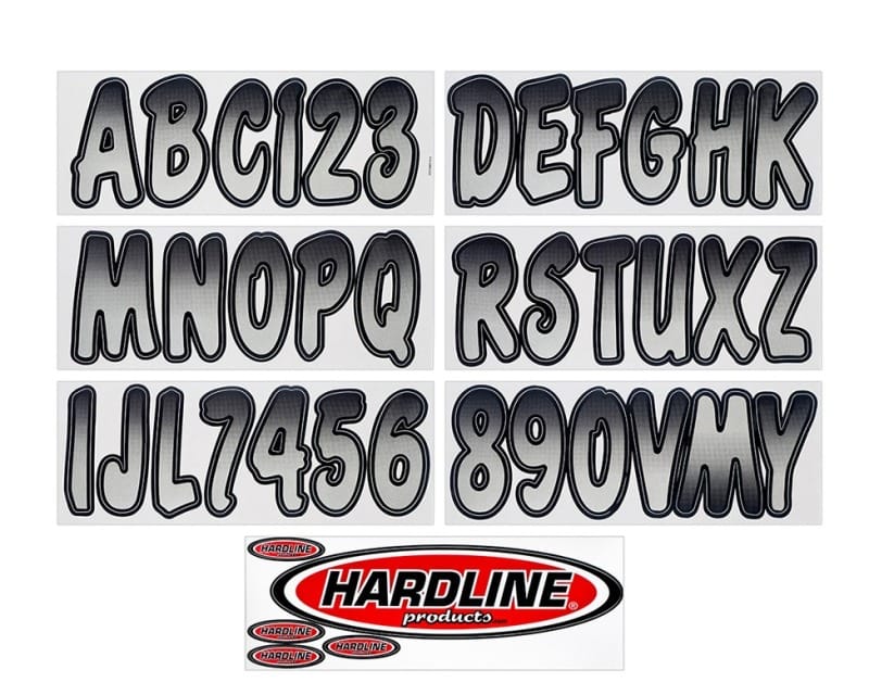 Hardline — Hardline Boat Lettering Registration Kit 3 in. - 200 Silver/Black