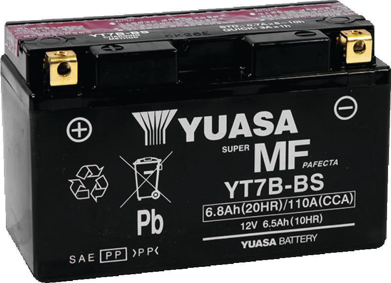 Yuasa Battery — Yuasa YT7B-BS Maintenance Free AGM 12-Volt Battery w/Bottle