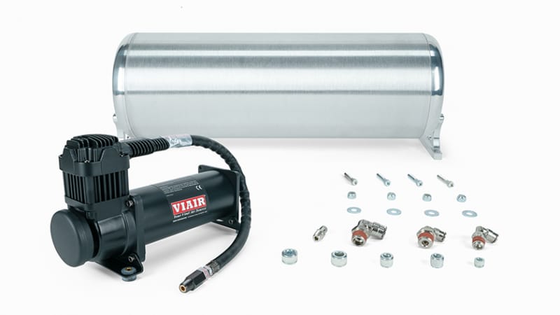 Air Lift — Air Lift 18in FLO Tank w/ Viair 444c Black Compressor (Incl. Fittings & Tank Mounting Hardware)
Air Compressor Kit