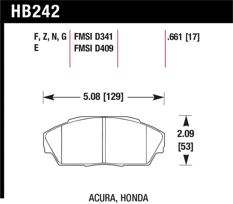 Hawk Performance — Hawk 86-01 Acura (Various) / 88-93 Honda (Various) DTC-60 Race Front Brake Pads
Disc Brake Pad