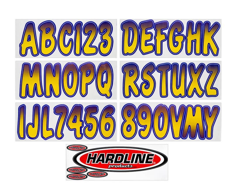 Hardline — Hardline Boat Lettering Registration Kit 3 in. - 200 Yellow/Purple