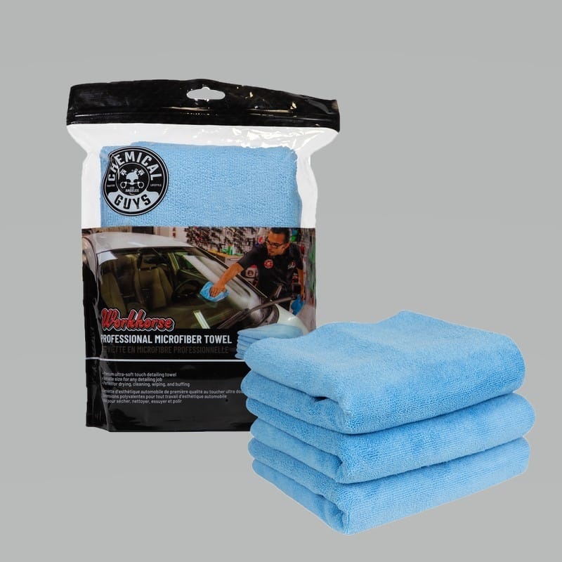 Chemical Guys — Chemical Guys Workhorse Professional Microfiber Towel - 16in x 16in - Blue - 3 Pack