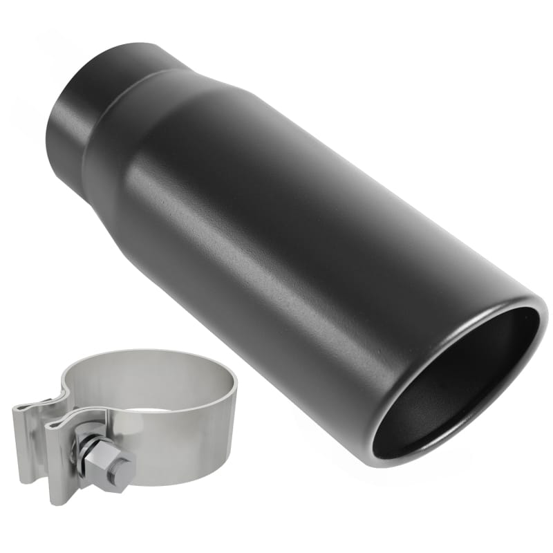 Magnaflow — MagnaFlow Tip Black Coated w/ Clamp Single Wall Round Outlet 4in Diameter 3in Inlet 12in Length
Stainless Steel
Exhaust Tip