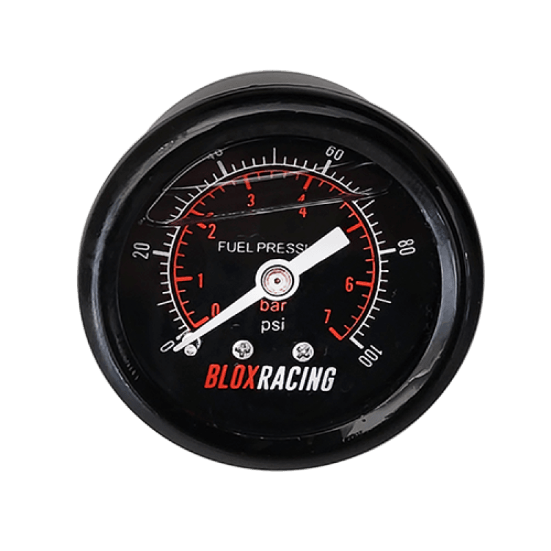 BLOX Racing — BLOX Racing Liquid-Filled Fuel Pressure Gauge 0-100psi (Black Face)