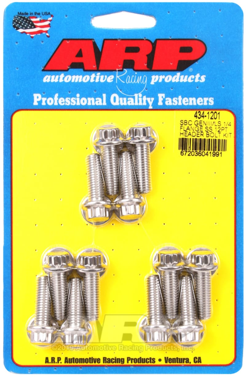 ARP — ARP Chevy SBC/GenIII LS 1/4in Flange SS 12pt Header Bolt Kit
