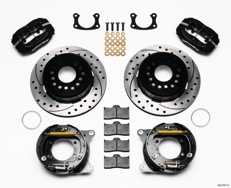 Wilwood — Wilwood Forged Dynalite P/S Park Brake Kit Drilled New Big Ford 2.50in Offset Front Caliper Mount
BRAKE KIT