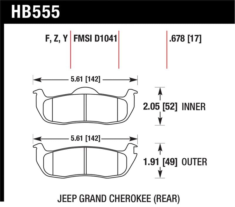 Hawk Performance — Hawk 06-10 Jeep Commander / 05-10 Grand Cherokee / 05-10 Armada / 04 Pathfinder / 04-10 Tital 5.6L /
Disc Brake Pad