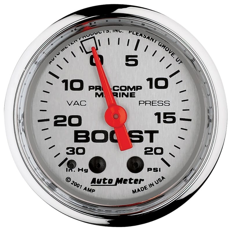 AutoMeter — Autometer Marine Chrome Ultra-Lite 2-1/16in 0-30 HG / 0-20 PSI Vacuum / Boost Gauge
GA 2" BST 20PSI M MC