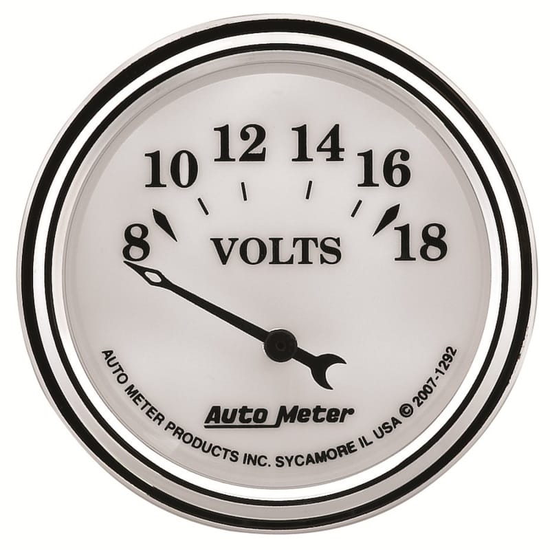 AutoMeter — AutoMeter Gauge Voltmeter 2-1/16in. 18V Elec Old Tyme White II
2-1/16" VOLTMETER, 8