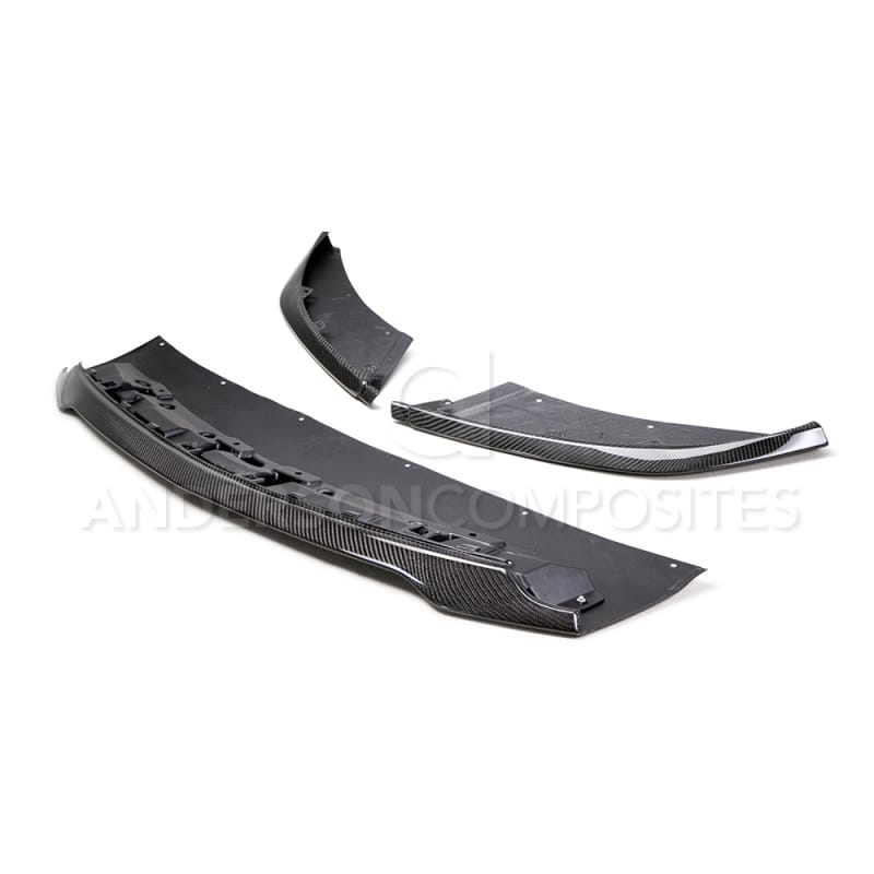 Anderson Composites — Anderson Composites 2015-2017 Ford Mustang Shelby GT350 Carbon Fiber Front Splitter (3 PC)