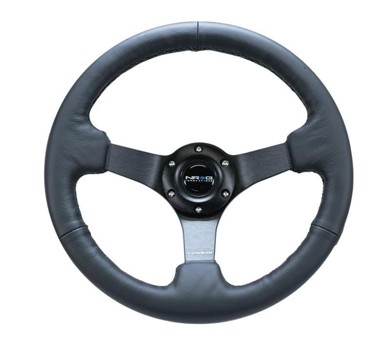 NRG — NRG Reinforced Steering Wheel (330mm/ 3in. Deep) Sport Leather Racing/ 4mm Matte Black Spoke