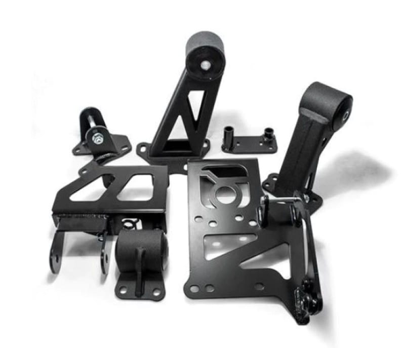 Innovative Mounts — Innovative 94-01 Integra J-Series Black Steel Mounts 75A Bushings (w/ Alt. Relocation Bracket)