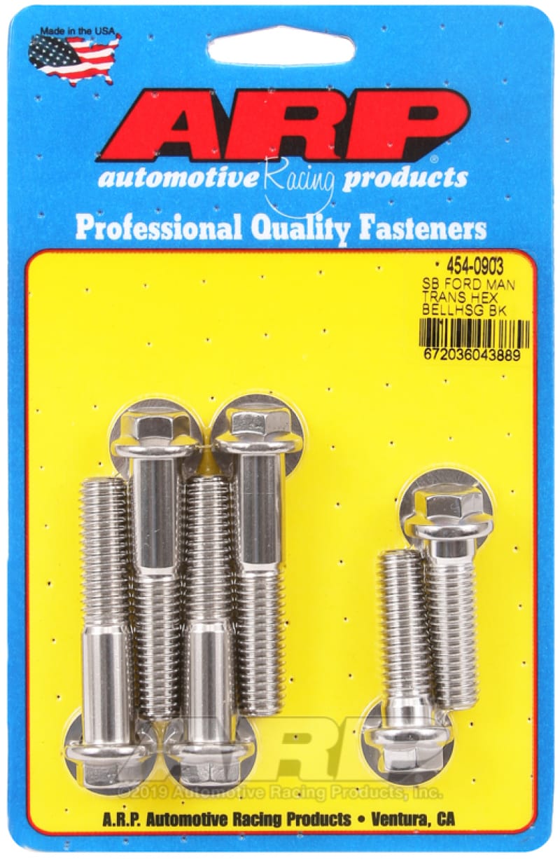 ARP — ARP Small Block Ford Manual Transmission Hex Bellhousing Bolt Kit - Polished Stainless Steel