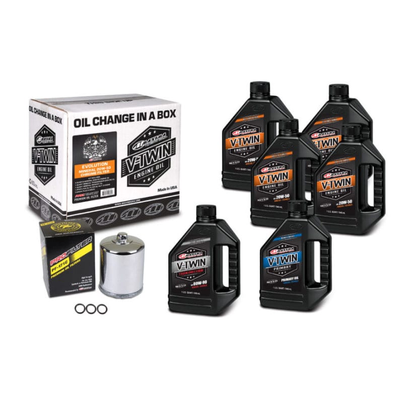 Maxima — Maxima V-Twin Oil Change Kit Mineral w/Chrome Filter Evolution