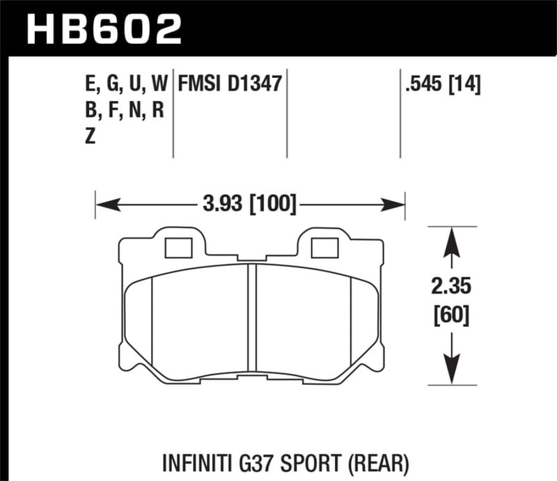 Hawk Performance — Hawk 14-19 Infiniti Q50 Rear ER-1 Brake Pads
Disc Brake Pad
