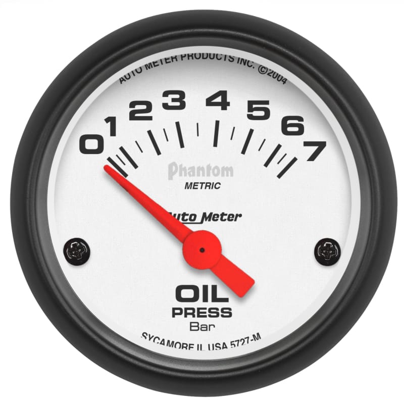 AutoMeter — Autometer Phantom 2-1/16in 0-7 BAR Electric Oil Pressure Gauge
2" OIL PRESS, 0-7 BA
