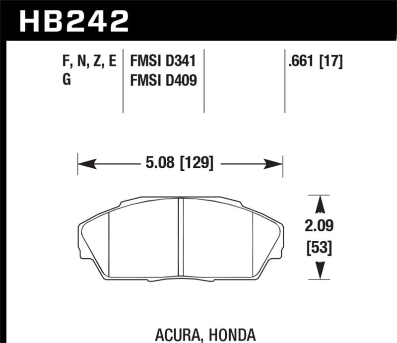 Hawk Performance — Hawk 92-93 Acura Integra 1.6L EX Front ER-1 Brake Pads
Disc Brake Pad