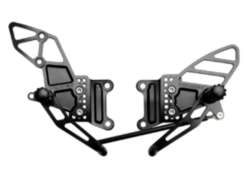 Vortex Racing — Vortex Racing 07-08 Kawasaki ZX600 Ninja ZX-6R,05-06 ZX600 Ninja ZX-6RR Adjustable Rearsets- Black