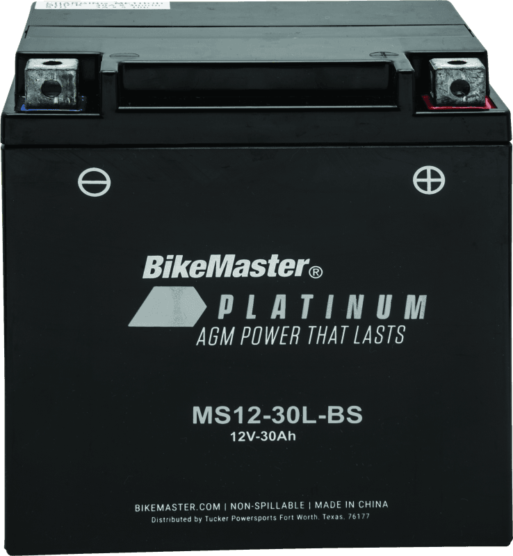 BikeMaster — MS12-30L-BS Battery, 12V Battery, 168mm L x 127mm W x 177mm H, 300 CCA