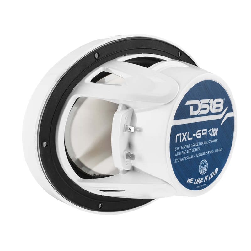 DS18 — DS18 NXL Series Coaxial Marine Speaker w/ RGB Lights 6x9in 2-Way 125 Watts RMS 4 ohm White